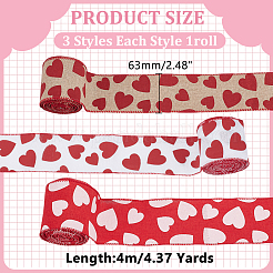 Тема ко дню святого валентина 3 рулон 3-х цветная полиэстеровая лента&nbsp;OCOR-WR0001-83