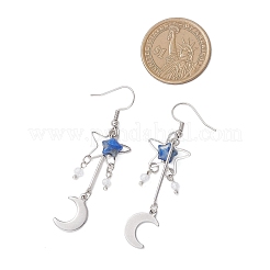 Серьги-подвески из натурального лазурита в форме луны&nbsp;EJEW-JE06776-03