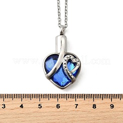 Ожерелья из нержавеющей стали 304 и синего стекла в форме сердца с урной для пепла&nbsp;NJEW-K393-04P