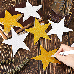 60 шт. 2-х цветная бумажные блестящие звезды для украшения стены&nbsp;AJEW-SP0001-18