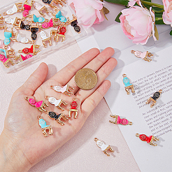 36 шт. 6-х цветные подвески из сплава и эмали в придворном стиле&nbsp;ENAM-HY0001-18