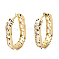 Серьги-кольца из латуни с прозрачным кубическим цирконием&nbsp;EJEW-L308-04G