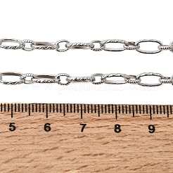 Ожерелье из нержавеющей стали 201 толщиной 4.5 мм с текстурированными овальными звеньями&nbsp;NJEW-K302-04P