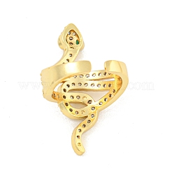 Кольца на палец из змеиной латуни с микро-паве и кубическим цирконием&nbsp;RJEW-C103-02G