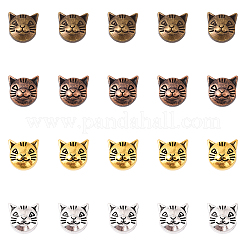 80 шт. 4-х цветные бусины в тибетском стиле из сплава в виде котенка&nbsp;TIBEP-YW0002-20