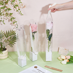 5 шт. прозрачных пластиковых упаковочных коробок для цветов с бумажными лотками и ручками-лентами&nbsp;CON-WH0107-69B