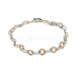 Латунные браслеты-цепочки с микропаве из прозрачных кубических цирконий для женщин&nbsp;LS-BJEW-B145-02