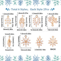 12шт 6 стиля латунные подвески с микропаве и кубическим цирконием&nbsp;KK-SC0003-15