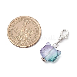 Подвесные украшения из стекла в форме головы кошки&nbsp;HJEW-JM03335