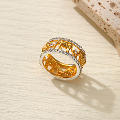 Кольца для пальцев в форме слона из полого сплава с кристаллами и стразами&nbsp;FS-WG55101-01