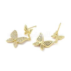 Серьги-гвоздики из латуни с микро-паве из прозрачного кубического циркония для женщин&nbsp;EJEW-M260-13G-C