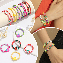 350шт бусины из полимерной глины ручной работы&nbsp;CLAY-PA0001-04