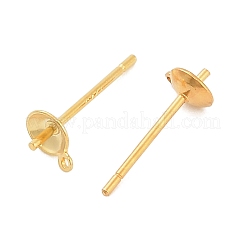 925 плоская круглая фурнитура для сережек-гвоздиков из стерлингового серебра&nbsp;STER-B010-01B-G