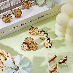 6 пара деревянных сережек-гвоздиков 2 стилей&nbsp;EJEW-SC0001-66