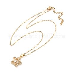 Звезда латунный микропаве кубический цирконий кулон ожерелья&nbsp;NJEW-C076-20G