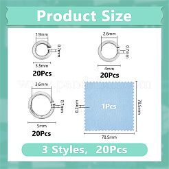 60 шт. 3 стиля 925 открытых соединительных кольца из стерлингового серебра&nbsp;STER-DC0001-51