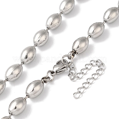 Ожерелье из рисовых бусин из нержавеющей стали 304&nbsp;NJEW-B107-04P