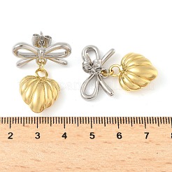 Двухцветные латунные серьги-гвоздики с подвесками&nbsp;EJEW-Z119-01GP