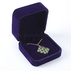 Квадратные бархатные шкатулки для украшений для подвески&nbsp;CON-WH20013-03B