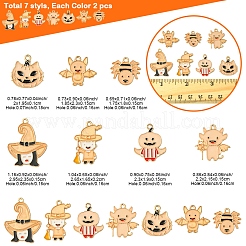 14 шт. 7 стиля хэллоуин тематика стойка покрытие светящийся сплав эмаль подвески&nbsp;ENAM-FS0002-10G