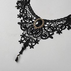 Ожерелья-чокеры с цветочным кружевом&nbsp;NJEW-WH0020-54E