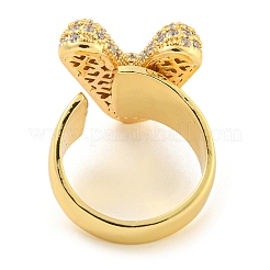 Латунное микро-паве прозрачное кольцо-манжета с буквами кубического циркония для женщин&nbsp;RJEW-M173-01G-V