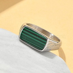 Кольца из натурального малахита из нержавеющей стали 316l для женщин&nbsp;RJEW-U054-02C-01P