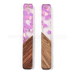 Большие подвески из прозрачной смолы и орехового дерева&nbsp;RESI-N039-58C