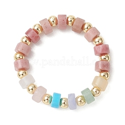 3 шт. дискообразная бусина с драгоценным камнем и латунные кольца на палец&nbsp;RJEW-JR00985-03