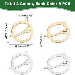 12 шт. подвески из нержавеющей стали 201 двух цветов&nbsp;STAS-UN0035-67