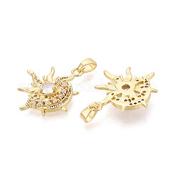 Латунные микропаве прозрачные подвески с фианитом&nbsp;KK-N259-08G