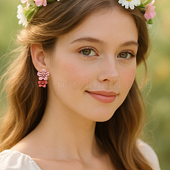 4 пара двухцветных сережек-гвоздиков из цинкового сплава и смолы&nbsp;EJEW-GO0002-04