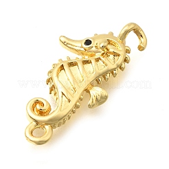 Подвески-коннекторы с морскими животными из латуни с микропаве из черного кубического циркония&nbsp;LS-KK-C121-03G