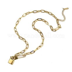 304 нержавеющая сталь замок кулон скрепка цепь ожерелья для женщин мужчин&nbsp;LS-NJEW-Q028-07G