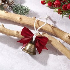 Подвесные украшения из полиэфирного банта и железного колокольчика&nbsp;HJEW-JM04362-01