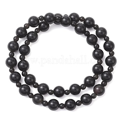 Браслеты из натурального обсидиана с бусинами для женщин и мужчин&nbsp;BJEW-JB13006-02