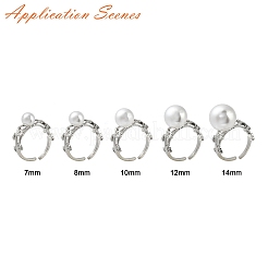 Открытые манжетные кольца в форме листа в форме сердца из латуни для полупросверленных бусин&nbsp;KK-G455-13P