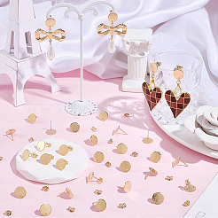 32 шт. 201 нержавеющая сталь плоская круглая фурнитура для сережек-гвоздиков&nbsp;STAS-BBC0008-90G