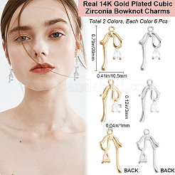 12шт 2 цвета латунные микропаве прозрачные кубические циркониевые подвески KK-BBC0015-64