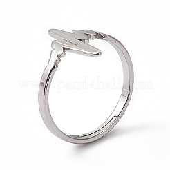 Не тускнеющее регулируемое кольцо с сердцебиением из нержавеющей стали 201 для женщин&nbsp;RJEW-K238-02P