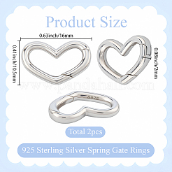 2 шт. 925 кольца-пружинки из стерлингового серебра&nbsp;STER-SC0001-55