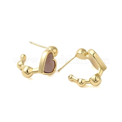 Серьги-гвоздики в форме сердца из ракушек&nbsp;EJEW-K287-01G-12