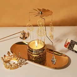 201 вращающийся карусельный подсвечник для чайной свечи из нержавеющей стали&nbsp;DJEW-CJC0002-01