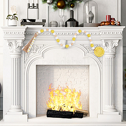 2шт. гирлянда из деревянных бусин лимонного цвета в двух стилях с кисточкой из джута в деревенском стиле&nbsp;HJEW-GF0001-26