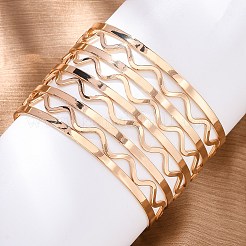 Волнистые железные браслеты-манжеты для женщин&nbsp;BJEW-G741-03KCG