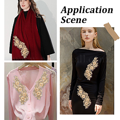 Полиэстер вышитые кружевные нашивки на ткань&nbsp;AJEW-WH20070-069A