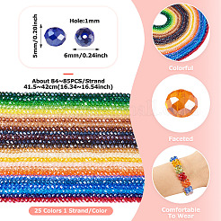 25 нить 25 цвета гальванические стеклянные бусины нити&nbsp;EGLA-TA0001-92B