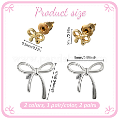 2 пара двухцветных серег-гвоздиков из латуни&nbsp;EJEW-GO0007-003