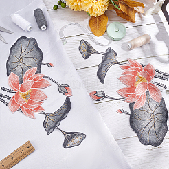 Ткань из полиэстера с рисунком лотоса и стручка лотоса&nbsp;PATC-WH0009-01C