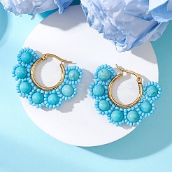 Круглые серьги-кольца с ракушечным жемчугом&nbsp;EJEW-MZ00662